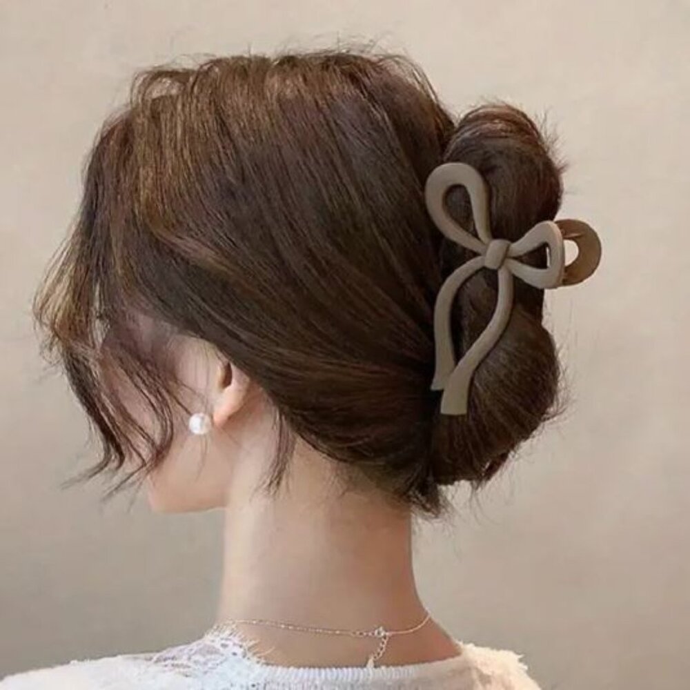 Large Bowknot Simple Style Hair Claw Clip for Women
